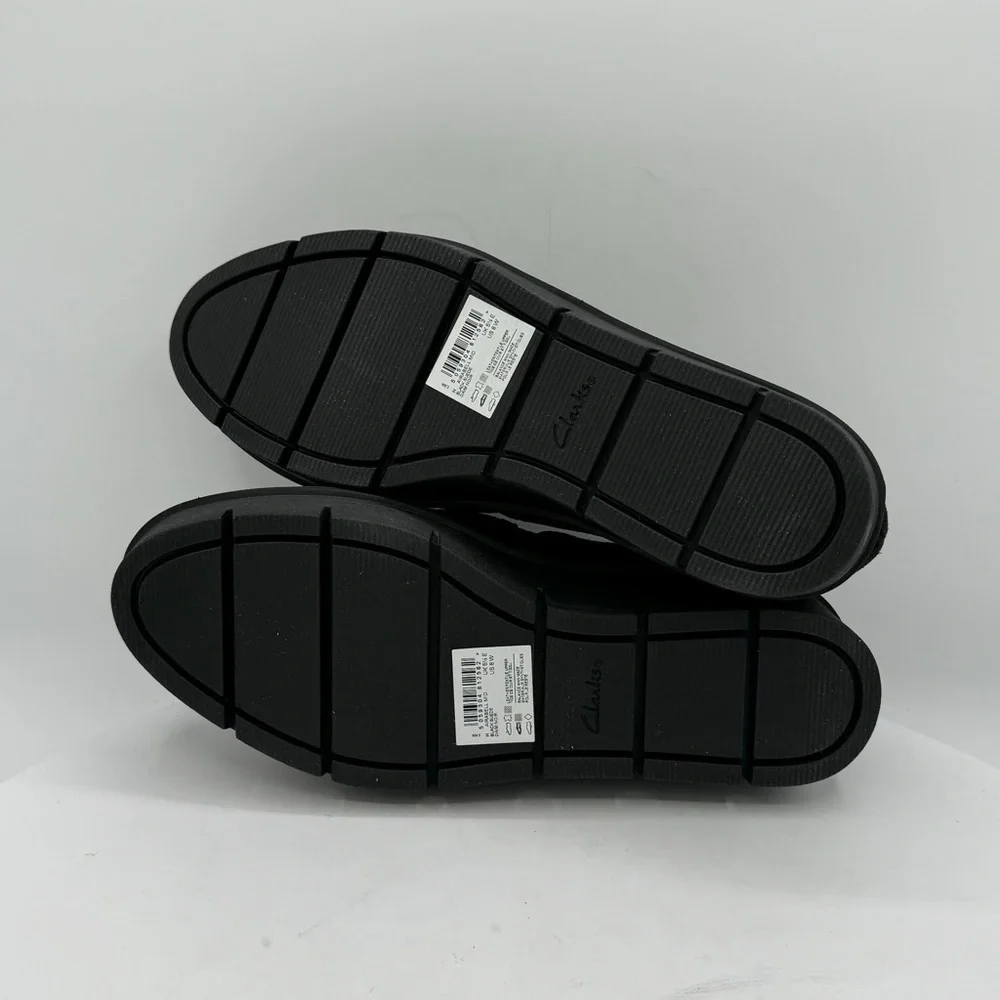 Clarks‎ Airabell Suede Mid Loafer Womens Black Shoes Size 8 Wide NEW
